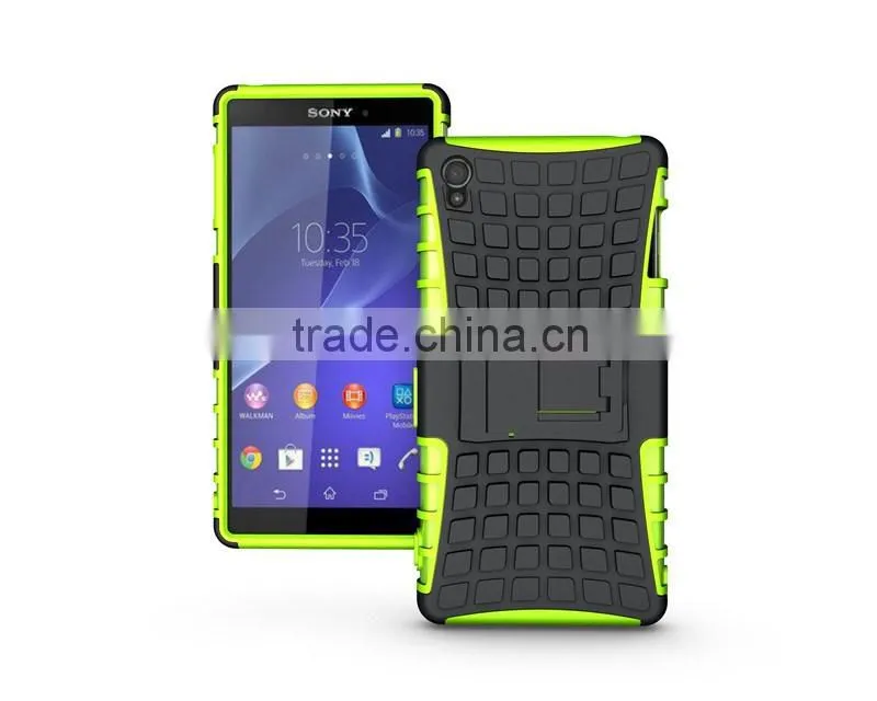 Dual Layer Tough Rugged Kickstand Hybrid Heavy Duty Armor Shockproof Case For Sony Z3