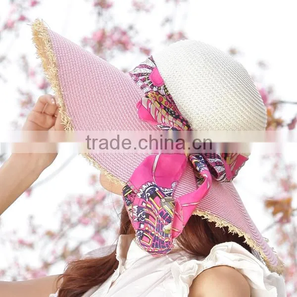 Wholesale Fashion custom natural Straw Hat Handmade Natural StrawHats for lady