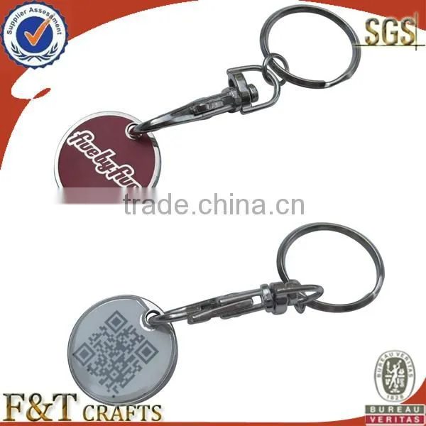 High quality soft enamel two side trolley coin/shopping trolley coin lock/trolley coin keychain