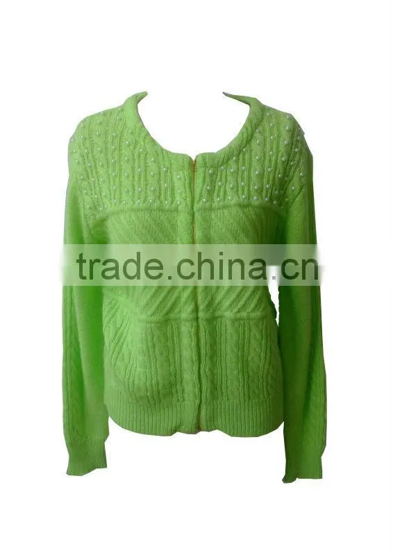 2014-2015 new design cardigan sweater with the bead embellishment for lady