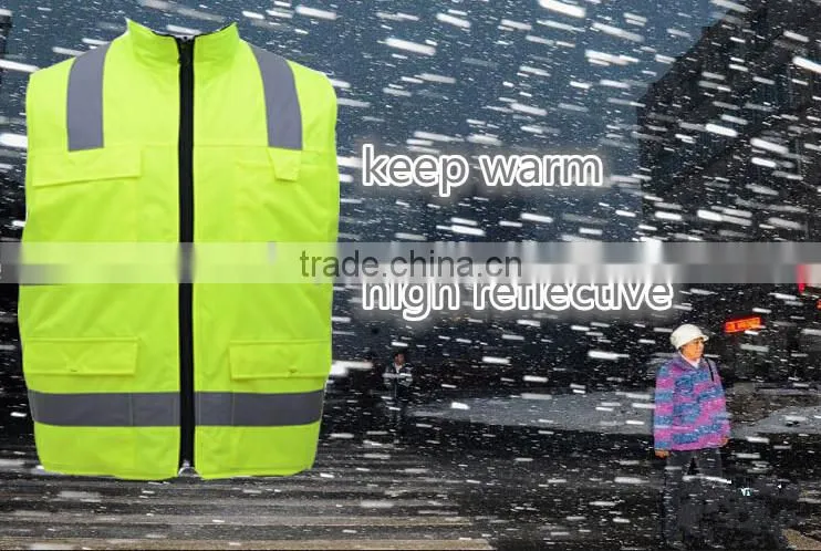 fluorescent yellow waterproof high visibility winter safety warm jacket