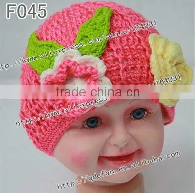 100% cotton crochet baby girl flower hats ,fabric flower hat accessories,knit flowers for hats