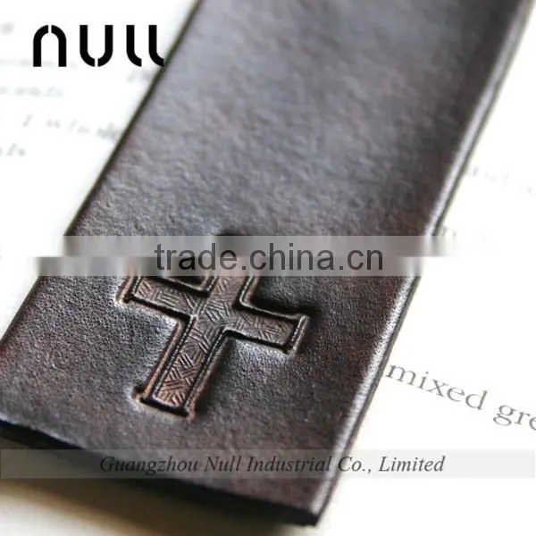 Vintage embossing style genuine leather bookmark
