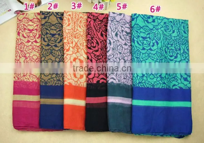 Fashion Flower Pattern scarf Women Voile Scarves 180*90 Pashmina Shawls Muslim