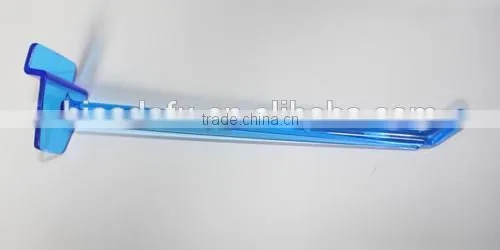 Plastic transparent blue single hook for display