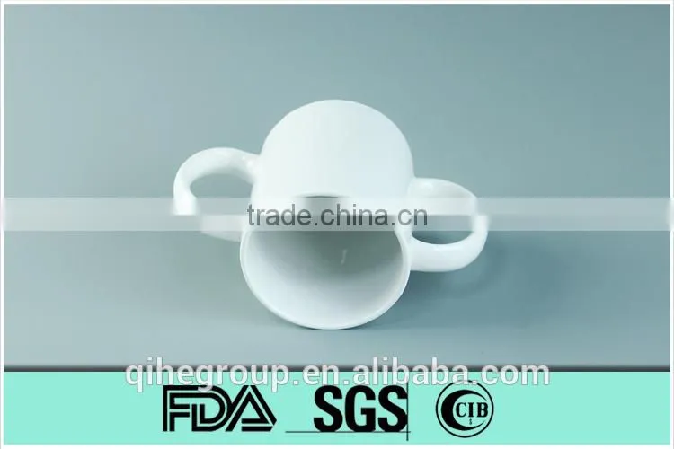 hot sale coffee hand paintable two handle ceramic oversized mug