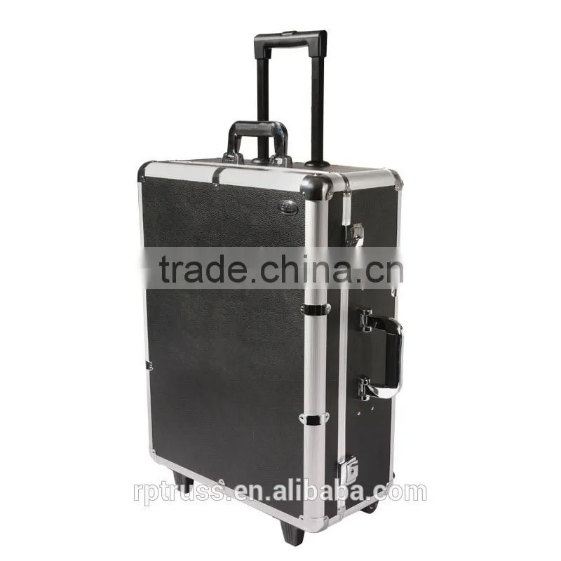Aluminum trolley station cosmetic case,lamp beauty makeup trolley case,trolley lamp beauty case
