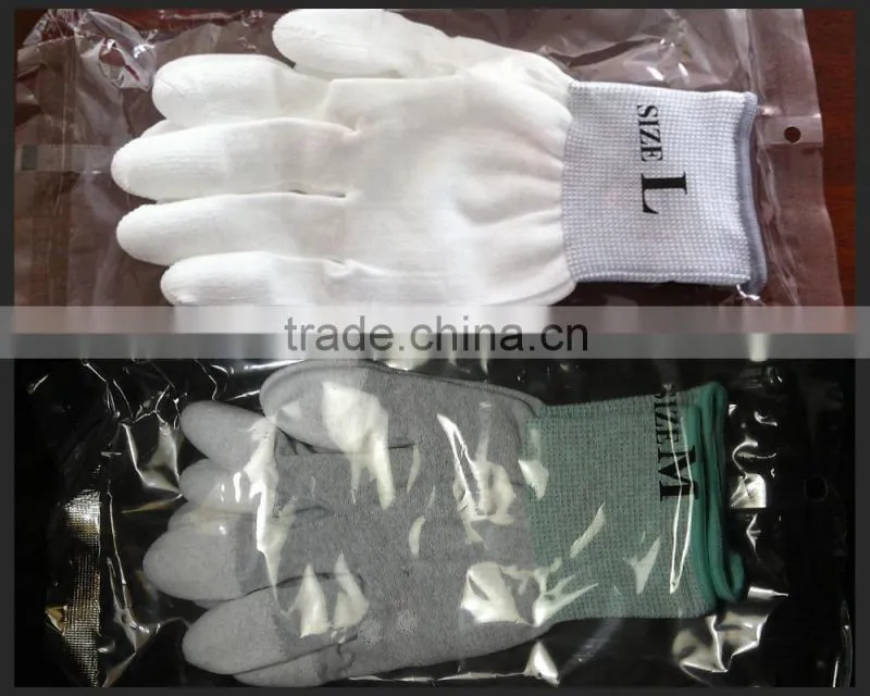 ESD Carbon Fiber PU Top Fit Gloves Anti-static Nylon Knit Gloves