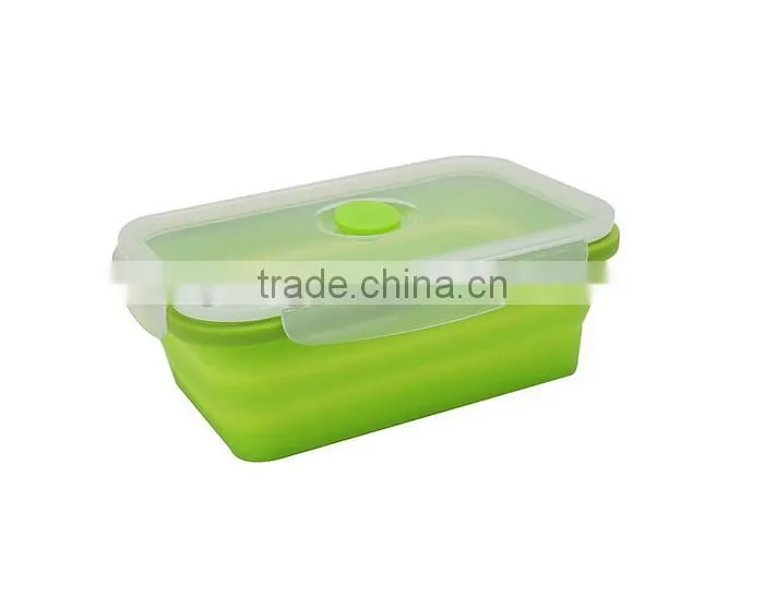 1000ml Silicone Collapsible Food Storage Containers - Folding Lunch Bento Box with Lid (Randomly Color)