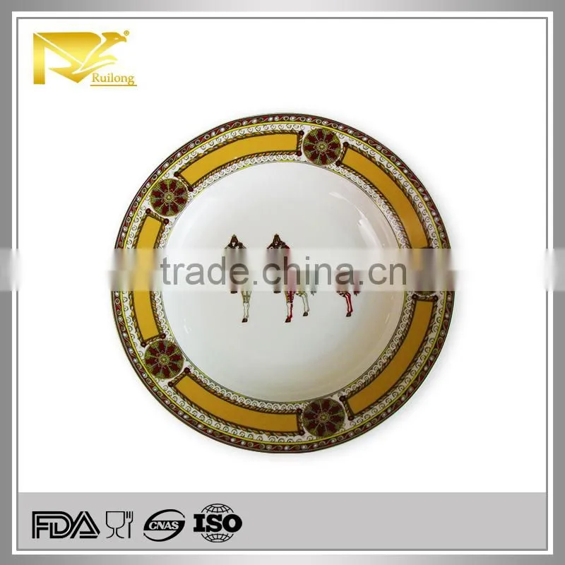 ceramic hand painting custom printed stoneware plate, new design ceramic plate