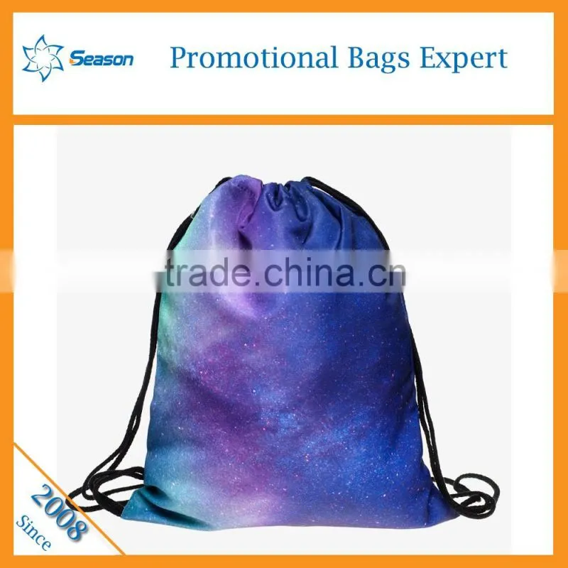 Starry sky travel bag drawstring backpack foldable polyester shopping bag