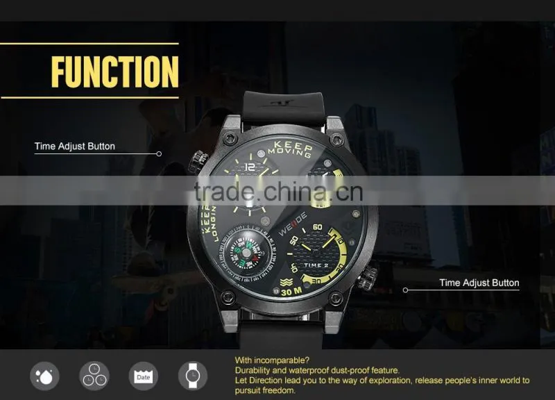 WEIDE Luxury Brand Military Quartz Watch Silicone Strap Compass Function Clock Men Sports Watch Relogio Masculino Men's Watches