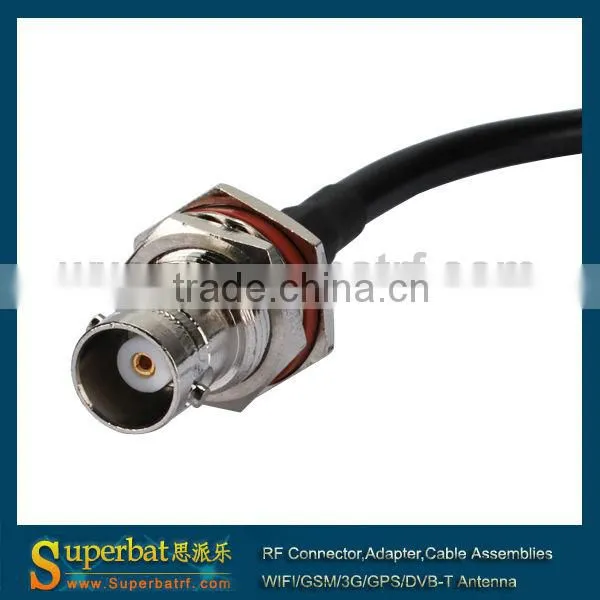 LMR195 25cm BNC female bulkhead to BNC male right angle Cable Assembly
