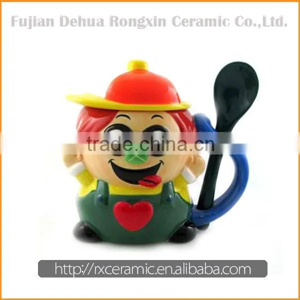 Clown hand-painted 3D cartoon animal fish shaped mug