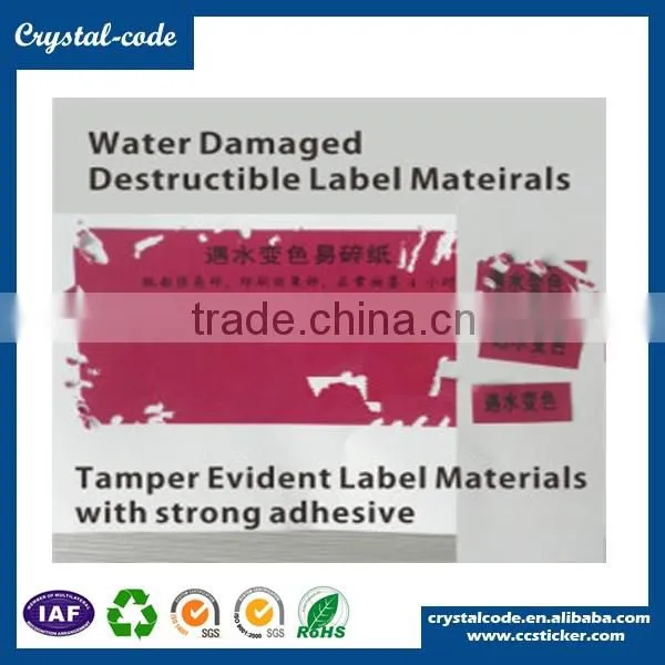 Destructive self adhesive label if removed
