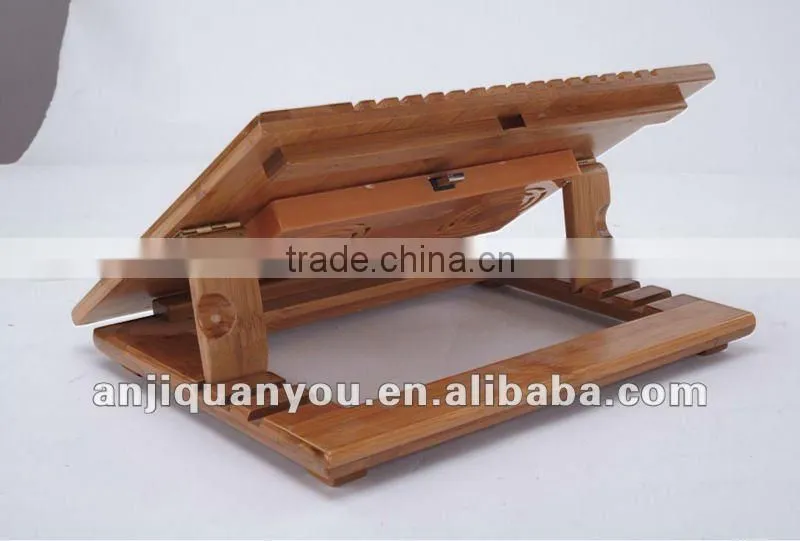 CP03 foldable bamboo laptop stand with usb cooling fan