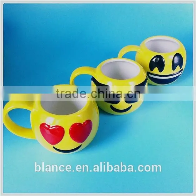 popular 340ml emoji ceramic mug in 3d face design