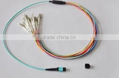 12 cores fun-out type SM mpo-lc fiber optical patch cord