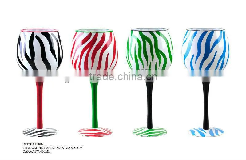 hand painted stripe wine glass