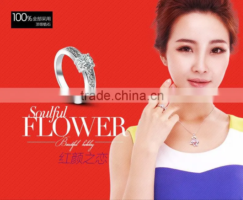 OUXI 925 sterling silver ring designs for girl with Austria Crystal 40141