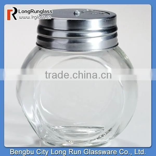LongRun 6oz Round Spice Jars with Metal Shaker Lids Set of 4 New Design Glassware with OEM Design