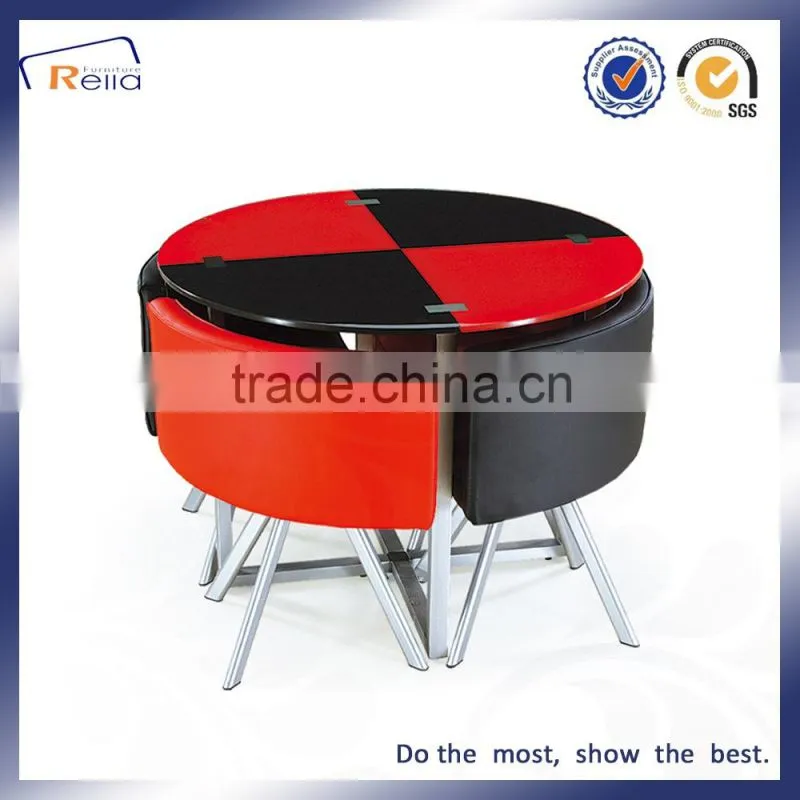 Hot Sale Cheap Used Dining Table Glass Top Metal Legs Dining Set 1 Table 4 Chair
