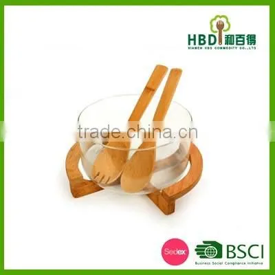 High quality bamboo salad bowl with spoons,natural living bamboo salad bowls wholesale