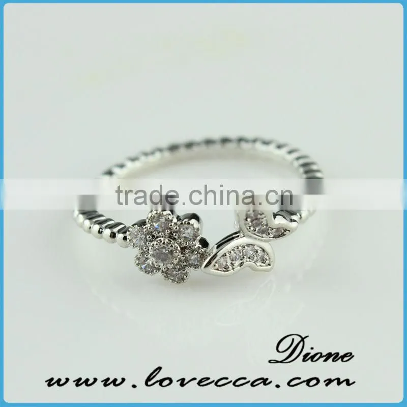 wholesale costume jewelry silver white gold zircon ring gold plated