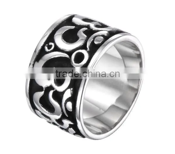 Fashion Tribe Mens Black Silver Stainless Steel Ring MJ Jewelry Hot Selling Rings For Gifts