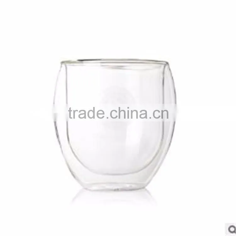 New product 400ml without handle borosilicate double wall glass ffee juice glass cup