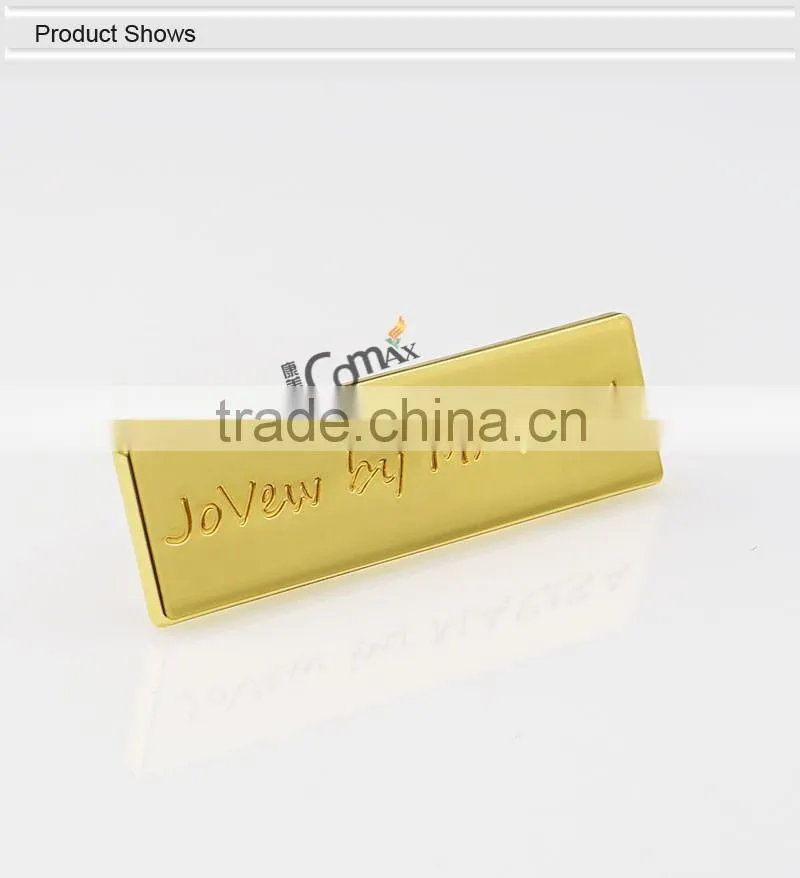Rectangle Engraved Logo Gold Custom Metal Bag Label