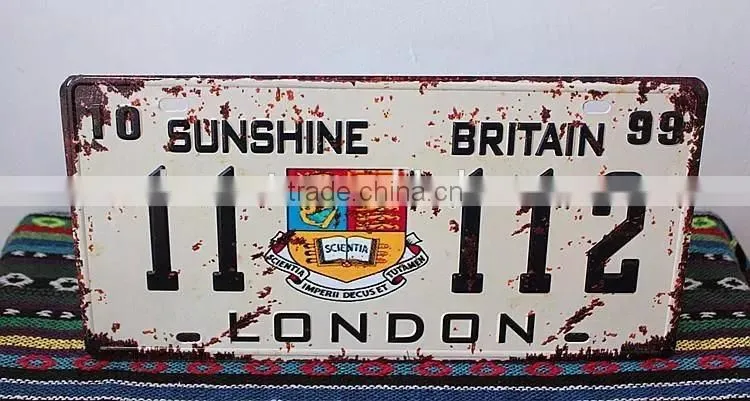 distress retro car license plate