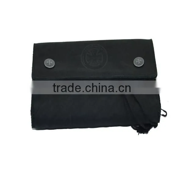 folding stud genuine leather wallet with engraved badge