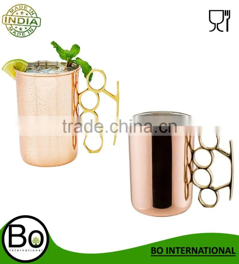 Copper Moscow Mule Mug with a "Brass Knuckle" style handle