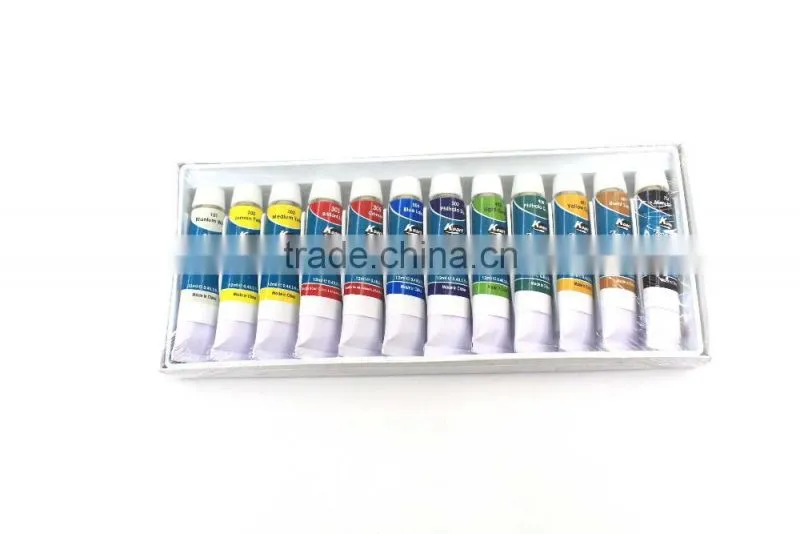 Artist quality 12x12ml acrylic color acrylic paints set