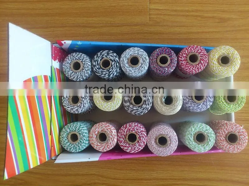 100% cotton dyed colour packing gift twine for Christmas day