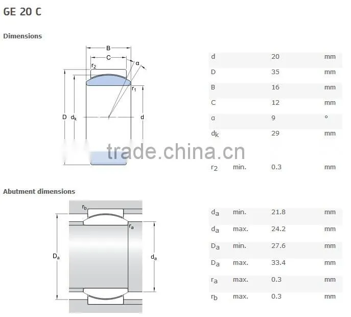 rod end bearings ge20C spherical plain bearing