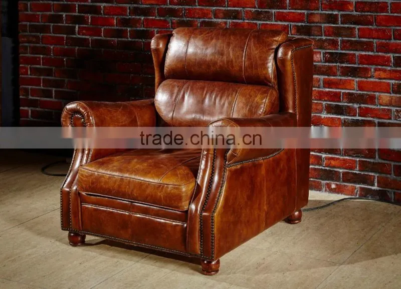 high end vintage leather sofa S118