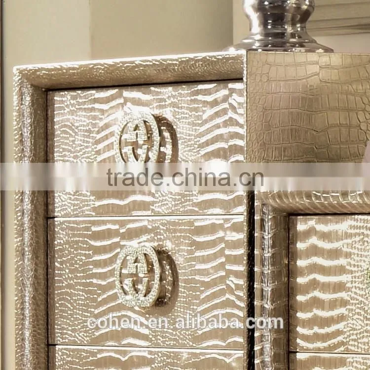 unique design crocodile texture PU covering MDF storage cabinets with display chests