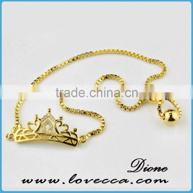 Dubai gold jewelry bracelet 24k gold thin chain micro pave zircon chain link bracelet