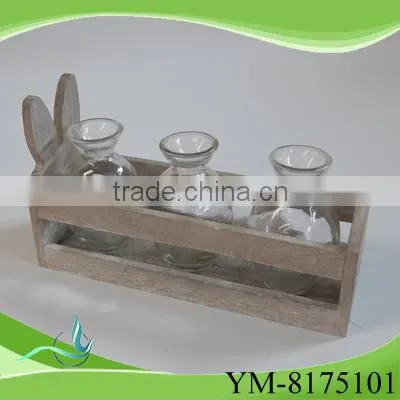 wooden rabbit decoration candle holder decoration for Christmas day