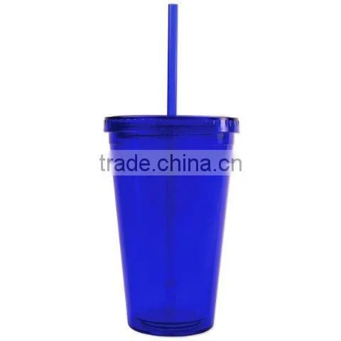 FDA approved bpa free colorful plastic tumblers with straw lid