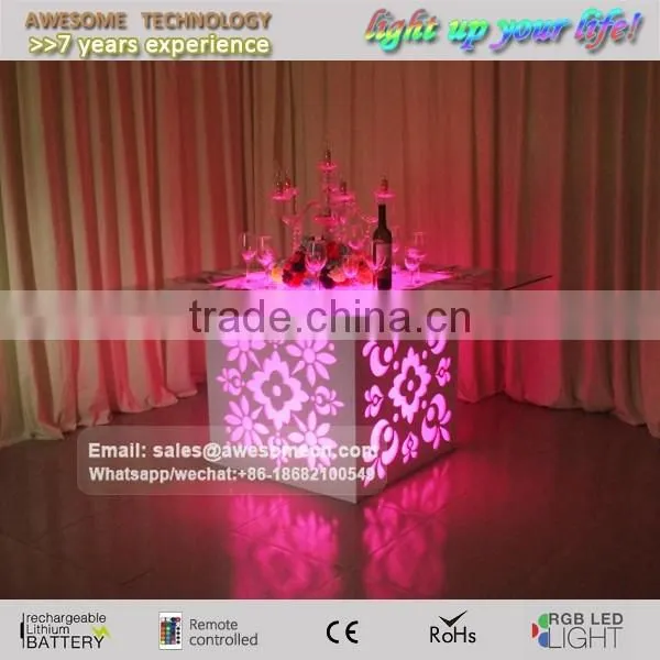 folding led wedding table with lasering pattern