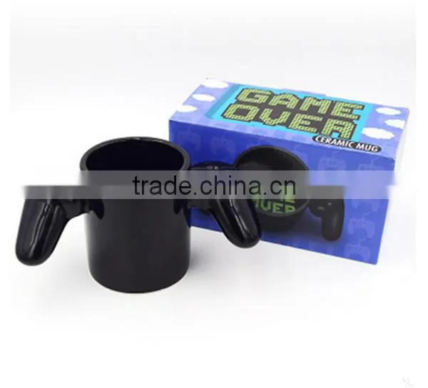 Ceramic Novelty 3D game button double handle mugs