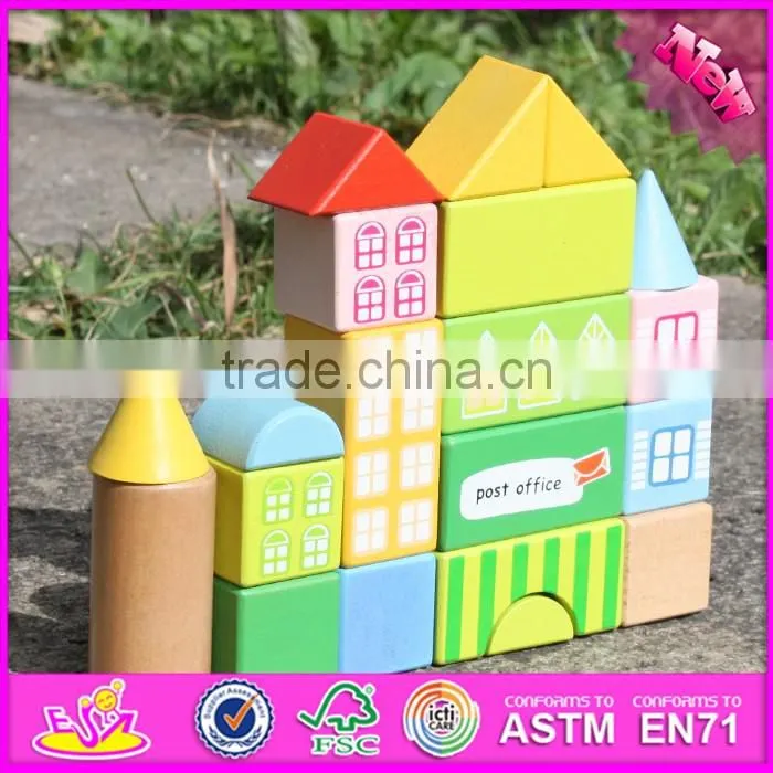 2017 new design 20 pieces model buildings kids wooden toy blocks W13A121