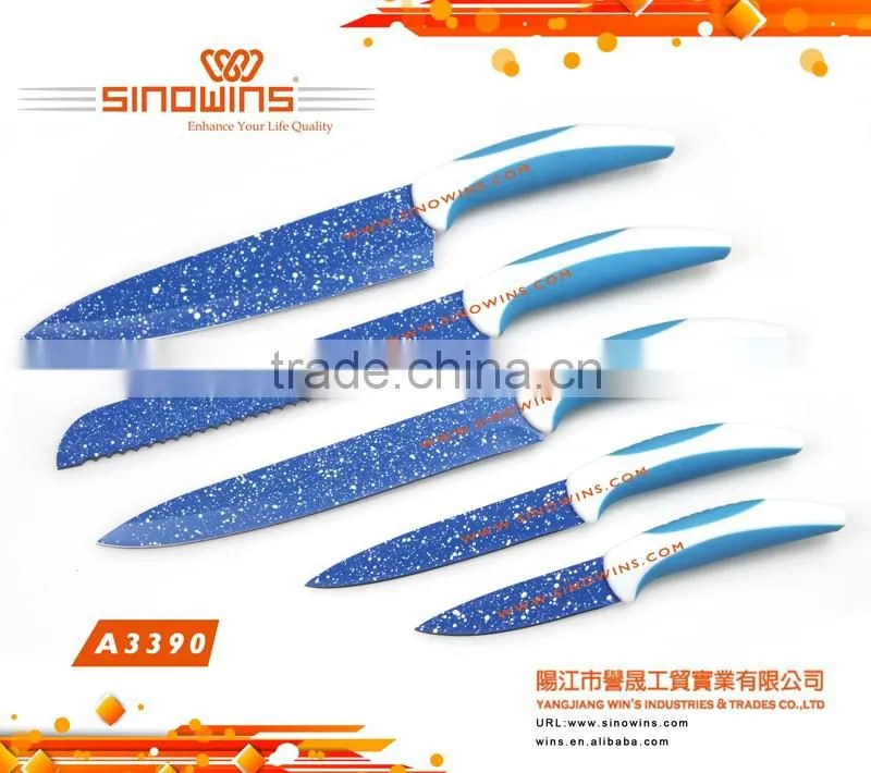 A3390-2 New design Hot Sale High Quality Stainless Steel Kitchen Knife Set with Non-stick Coating