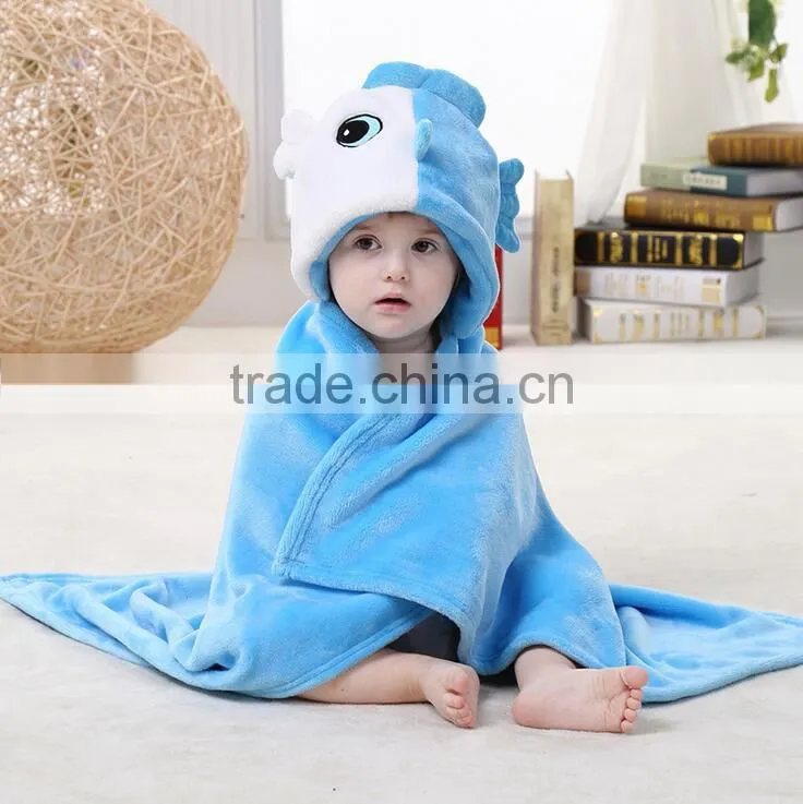 Wholesale animal shape baby bathrobe with hood baby blankets