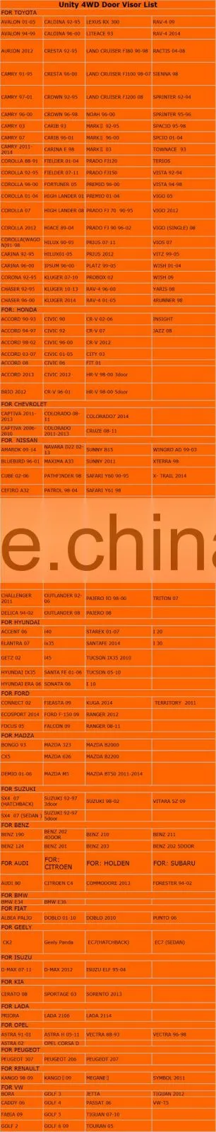 CHINA 4X4 Accessories 4X4 Cabin Cars Navara D40 Door Visors 2005-2009