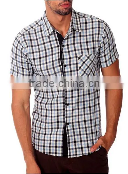 Something Strong Men's Blue Plaid Cotton Shirt
