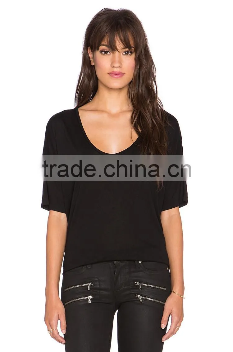 Ladies' wholesale sexy t shirt wide neck wonder woman t shirt